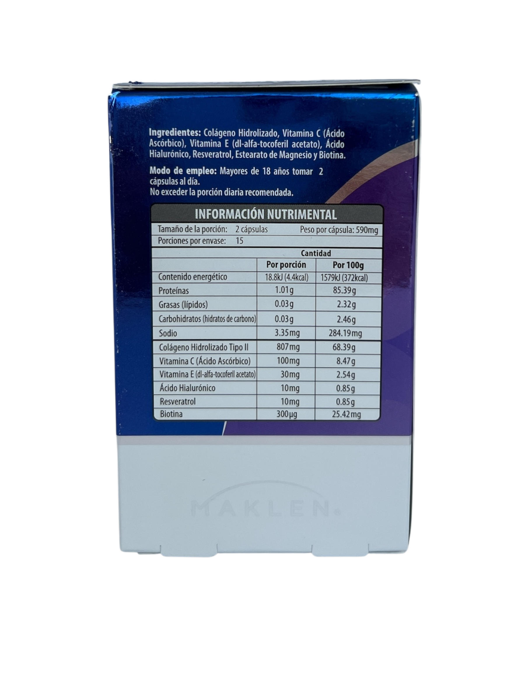 Colágeno Complex ( Acido Hialurónico, Biotina, Resveratrol, Vitamina E y Vitamina C) - Imagen 3